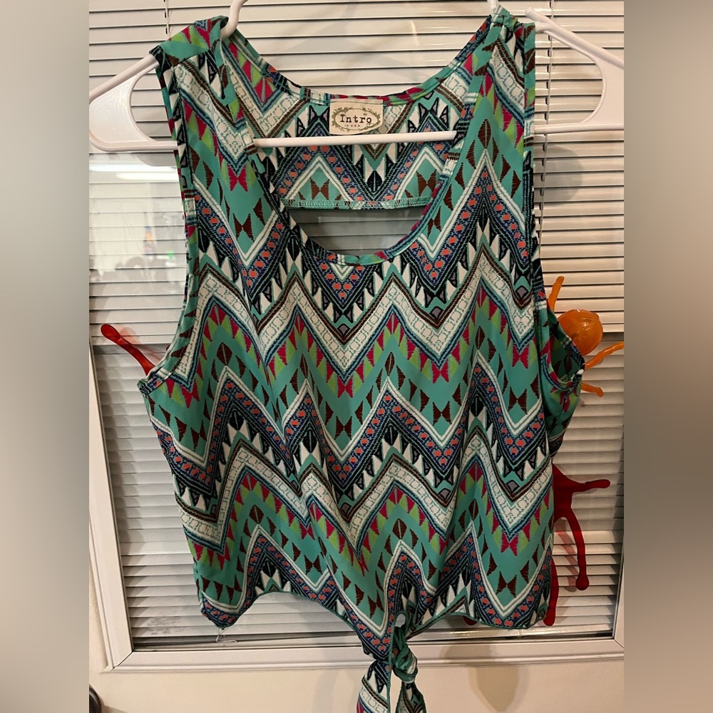 Juniors medium tribal teal tank